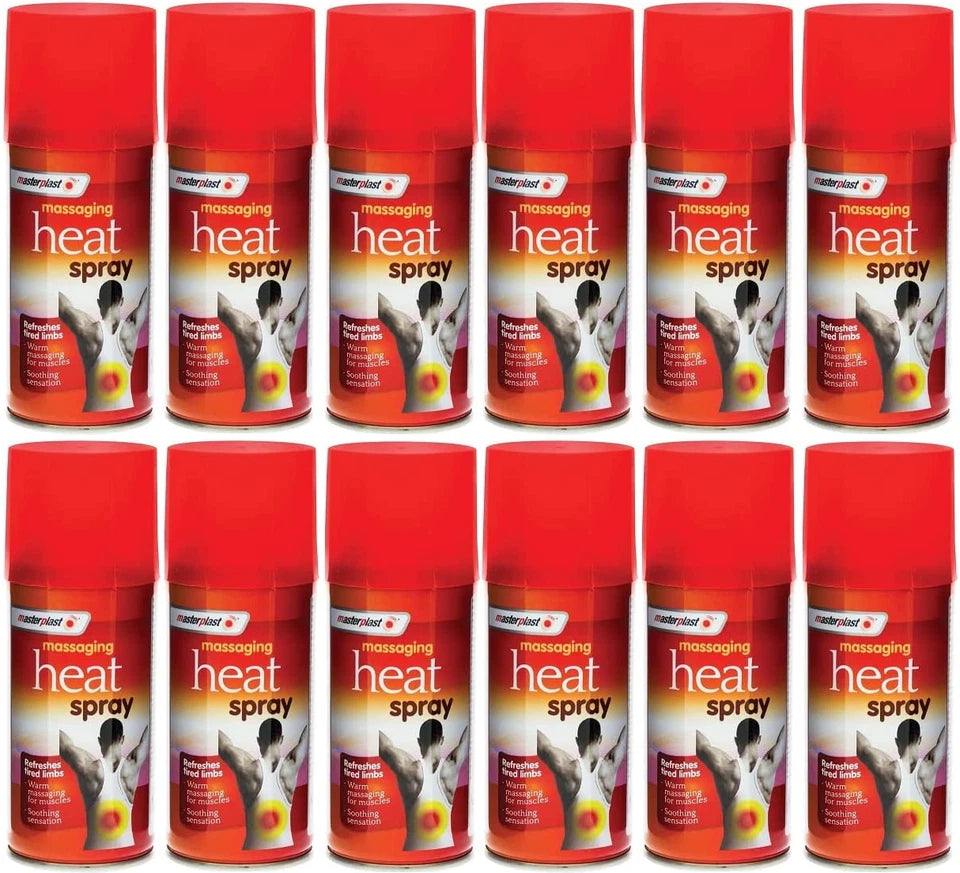 Pack Of 12 MasterPlast Heat Massaging Spray 125ml