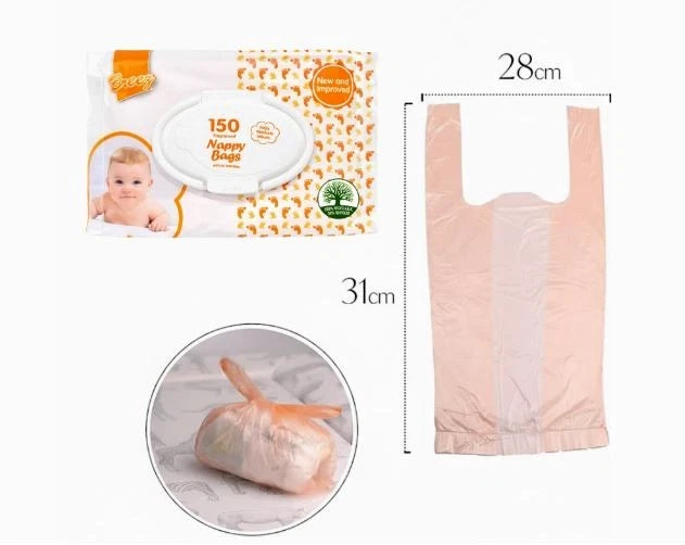 6 Pac Of TidyZ Scented Nappy Bags with Tie Handles 150pk